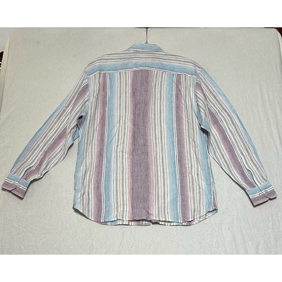 Tommy Bahama XL 100% Linen Men's Long Sleeve Striped Shirt - Picture 6 of 6
